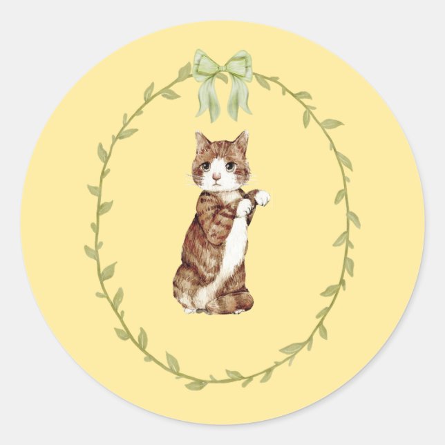 Adorable Easter Cat Classic Round Sticker (Front)