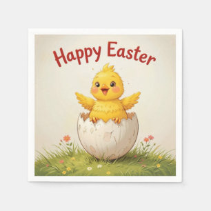 Adorable Easter Chick in Egg Cute Happy Easter Napkin