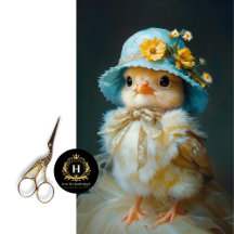 Adorable Easter Chick in Floral Hat Decoupage