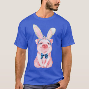 Adorable Easter Pig with Easter Bunny Ears Easter T-Shirt
