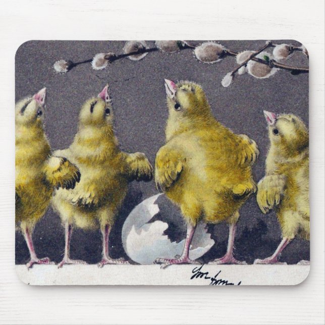 Adorable Easter Vintage Postcard Mouse Pad (Front)