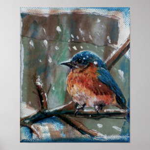 Adorable Eastern Bluebird Winter Art Print