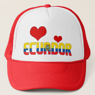 Adorable Ecuador Flag Hearts Patriotic Trucker Hat