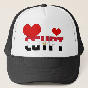 Adorable Egypt Flag Hearts Patriotic Trucker Hat
