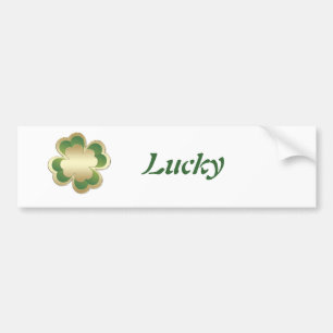 Adorable elegant chic golden lucky shamrock bumper sticker