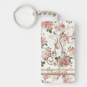 Adorable Elegant Dress,Floral Pattern-Personalised Key Ring