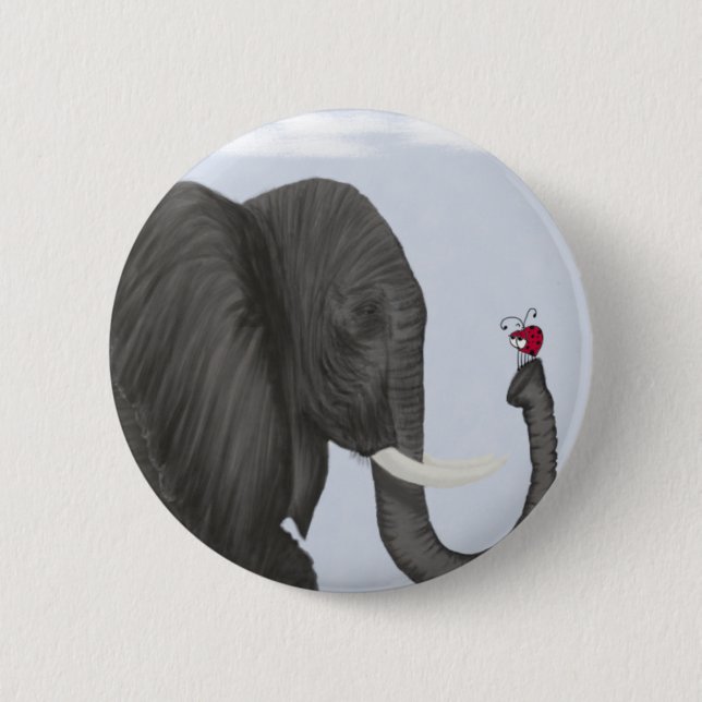 Adorable Elephant and Cute Ladybug 6 Cm Round Badge (Front)