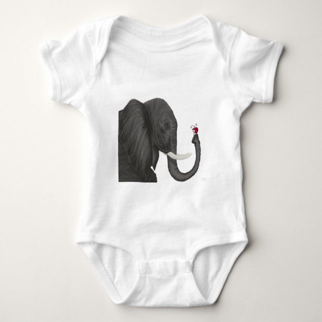 Adorable Elephant and Cute Ladybug Baby Bodysuit (Front)