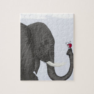 Adorable Elephant and Cute Ladybug Jigsaw Puzzle