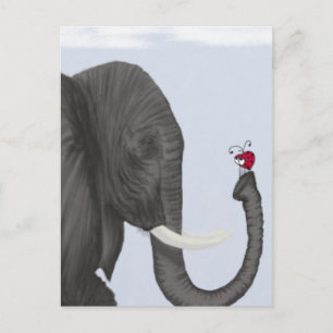 Adorable Elephant and Cute Ladybug Postcard