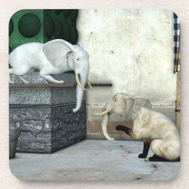 Adorable Elephant Cats Coaster (Front)