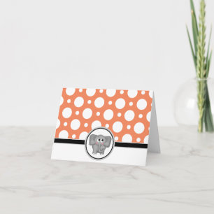 Adorable Elephant custom Orange Polka Dot Card
