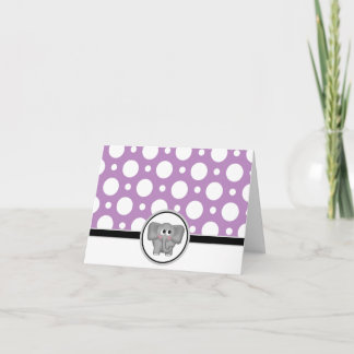 Adorable Elephant custom Purple Polka Dot Card