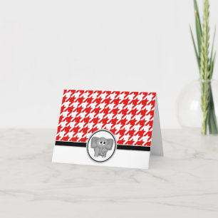 Adorable Elephant custom Red Houndstooth Cards