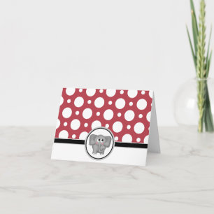 Adorable Elephant custom Red Polka Dot Cards