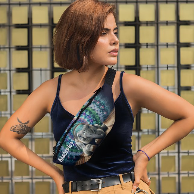 Adorable Elephant in front of a Mandala Background Bum Bags (Creator Uploaded)