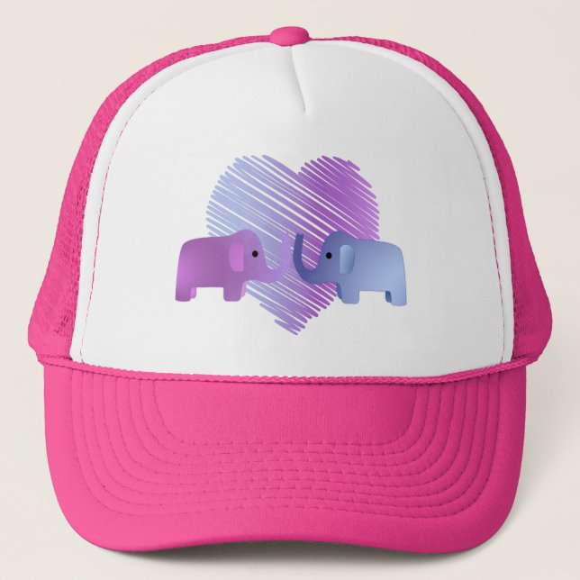 Adorable Elephant Love Trucker Hat (Front)