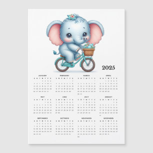 Adorable Elephant on a Bike 2025 Magnet Calendar