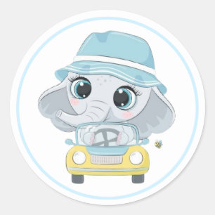 Adorable Elephant on Vacation  Classic Round Sticker