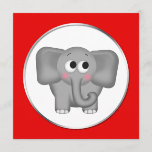 Adorable Elephant - Red Baby Shower Invitations