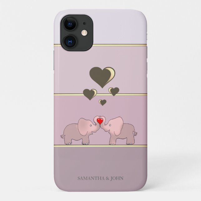 Adorable Elephants In Love Case-Mate iPhone Case (Back)