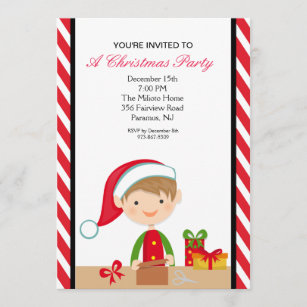 Adorable Elf in Workshop Christmas Party Invite