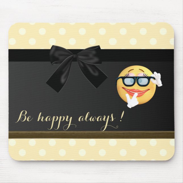 Adorable Emoji Face,Polka Dots Mouse Pad (Front)