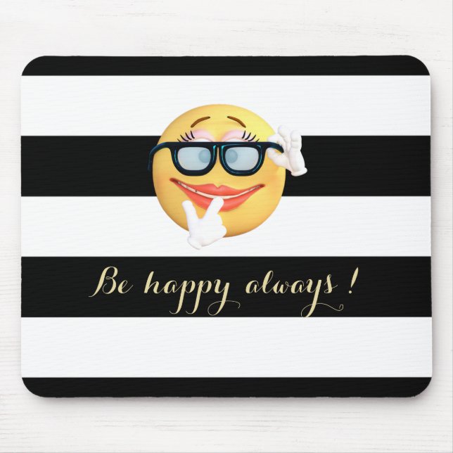 Adorable  Emoji Face,Striped Mouse Pad (Front)