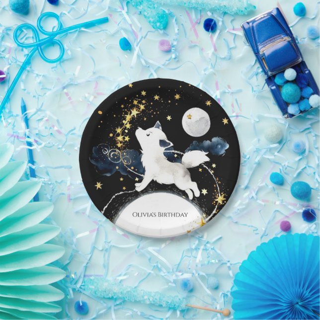 Adorable Enchantment Wolf Birthday Paper Plate (Party)