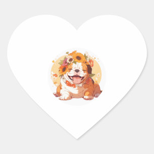 Adorable English Bulldog Classic T-Shirt (1) Heart Sticker
