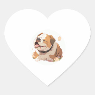Adorable English Bulldog Classic T-Shirt (4) Heart Sticker