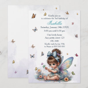 Adorable fairy birthday party invitation