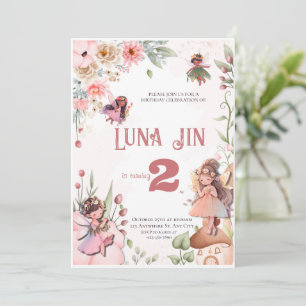 Adorable Fairy Floral Birthday Party Holiday Card