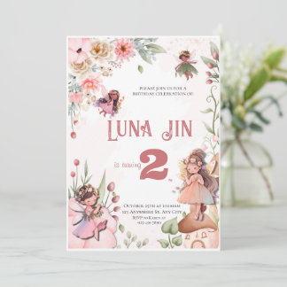 Adorable Fairy Floral Birthday Party  Holiday Card