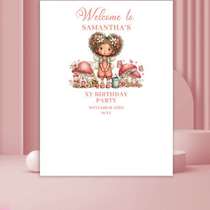 Adorable Fairy Pink Floral Birthday Backdrop Tapestry