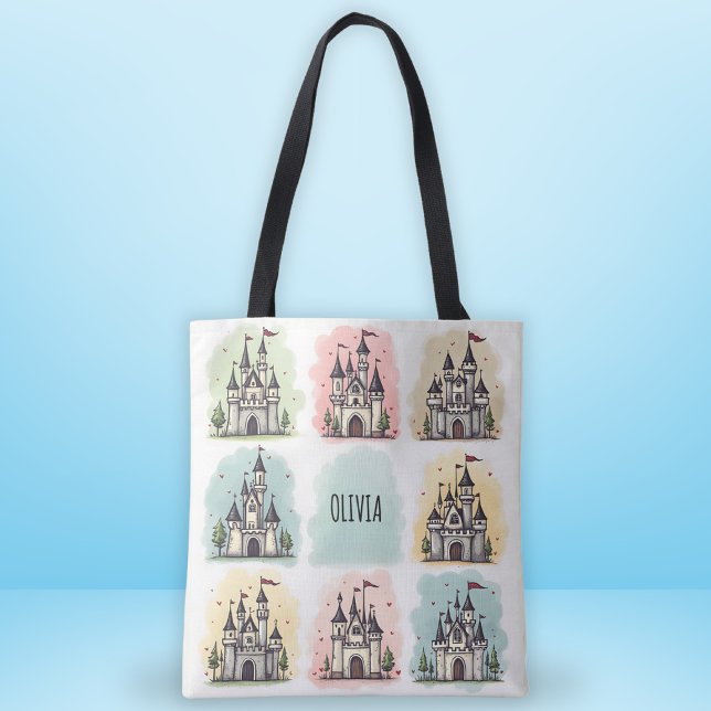 Adorable Fairy Tale Castle Doodles Tote Bag (Creator Uploaded)