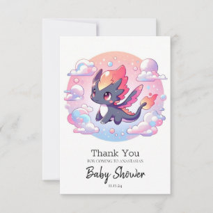 Adorable Fairytale Dragon Baby Shower Thank You Card