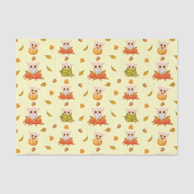 Adorable Fall Owls Tissue Paper (Front)