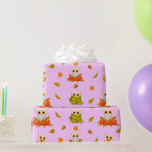 Adorable Fall Owls Wrapping Paper