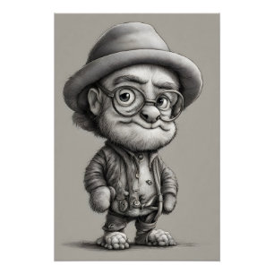 Adorable Fantasy Creature Wearing a Jacket and Hat Poster