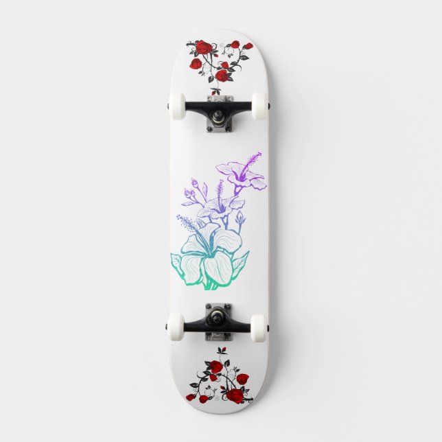 Adorable Fantasy Flowers Picture  Skateboard (Front)