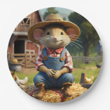 Adorable Farmer Mouse Paper Party Plate