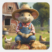 Adorable Farmer Mouse Sticker