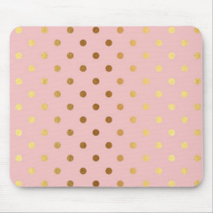Adorable Faux Gold Polka Dots Flowers Mouse Pad