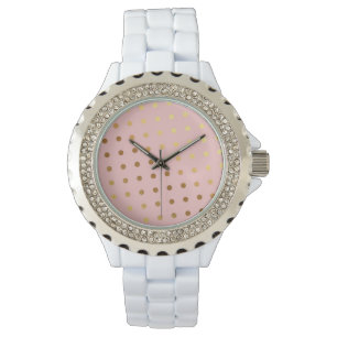 Adorable Faux Gold Polka Dots Flowers Watch