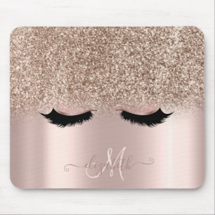 Adorable Faux Lashes Glitter Ombre Rose Gold Mouse Pad