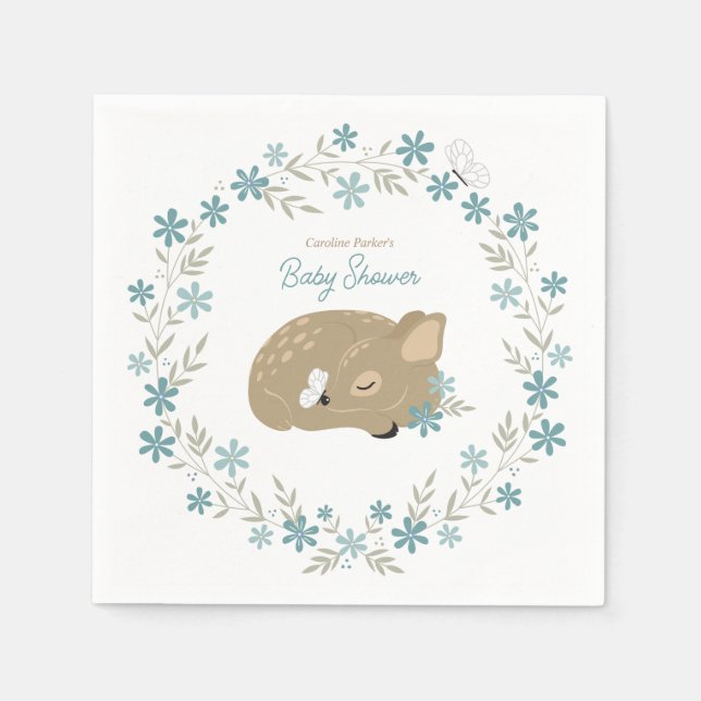 Adorable Fawn Baby Shower Napkin (Front)
