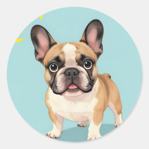 Adorable Fawn French Bulldog Puppy  Classic Round Sticker