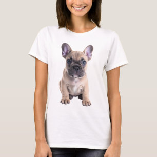 Adorable Fawn French Bulldog Puppy Portrait Women T-Shirt