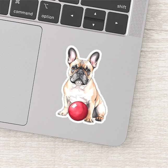 Adorable Fawn French Bulldog with Ball (Detail)